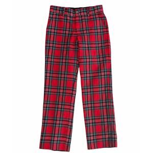 JANIE AND JACK Boys Wool Red Plaid Trousers Size 8
